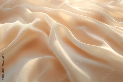 A close-up view of soft, flowing fabric with gentle folds and a warm, light tone.