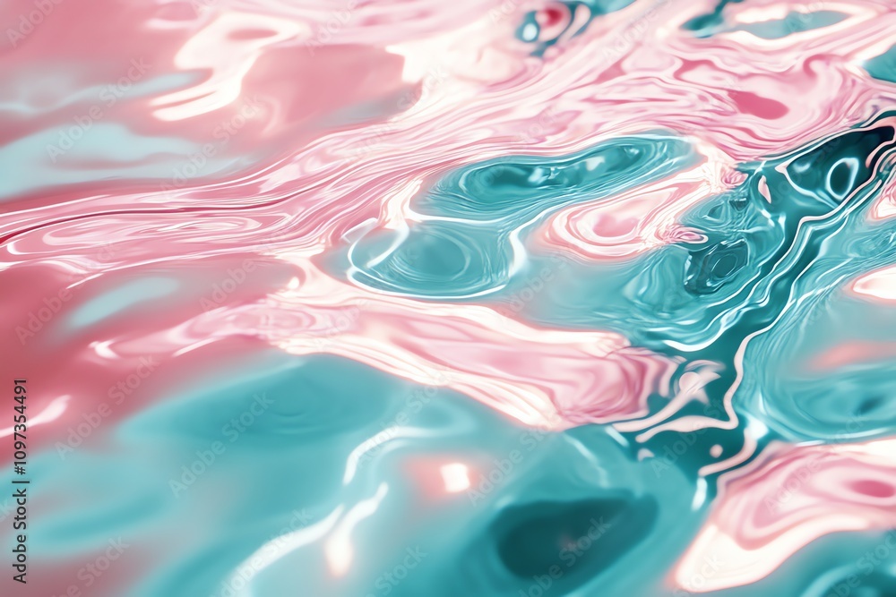 A vibrant abstract image of rippling water in pink and teal hues. A vibrant abstract image of rippling water in pink and teal hues.