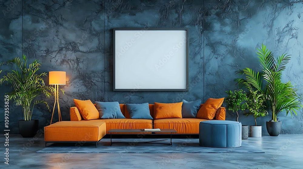 Modern living room design urban apartment interior decor cozy ambiance wide angle artistic concept Modern living room design urban apartment interior decor cozy ambiance wide angle artistic concept