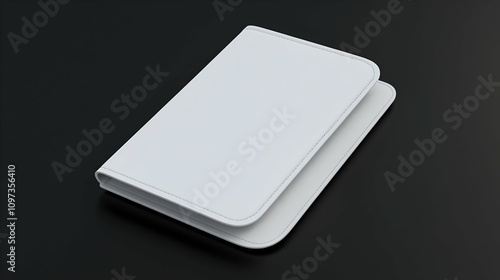 White blank passport holder mockup on dark background.