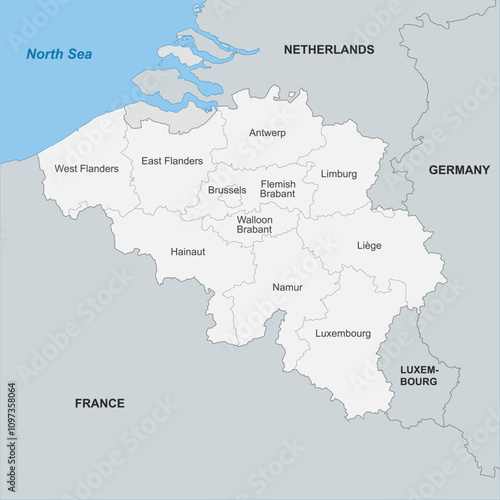 Belgium Map surrounded by other neighbor countries