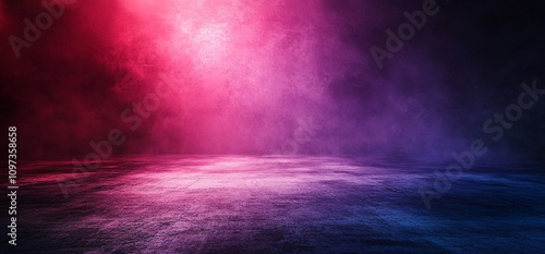 Mystic Fog on Glossy Floor, Pink and Blue Neon Light Effects