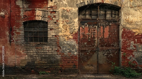 Rustic brick wall, aged texture and rich reds
