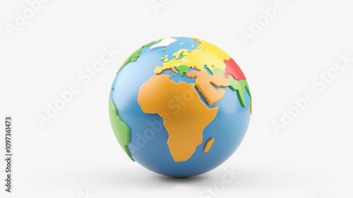 Earth planet model icon with realistic 3D design in vibrant colors, earth, icon