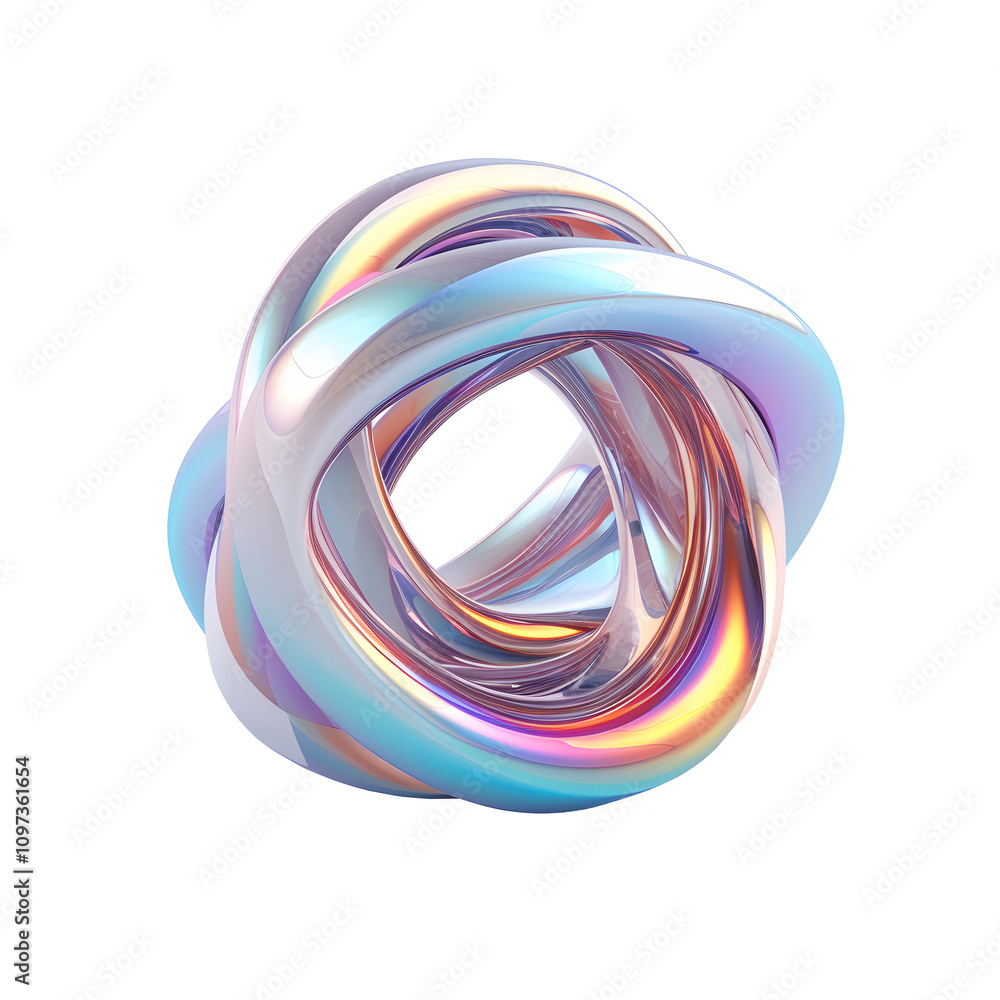 3D Iridescent Ring Shape with Glossy Finish, Abstract Twisted Iridescent Loop in Modern Design, on white and transparent background. PNG 3D Iridescent Ring Shape with Glossy Finish, Abstract Twisted Iridescent Loop in Modern Design, on white and transparent background. PNG