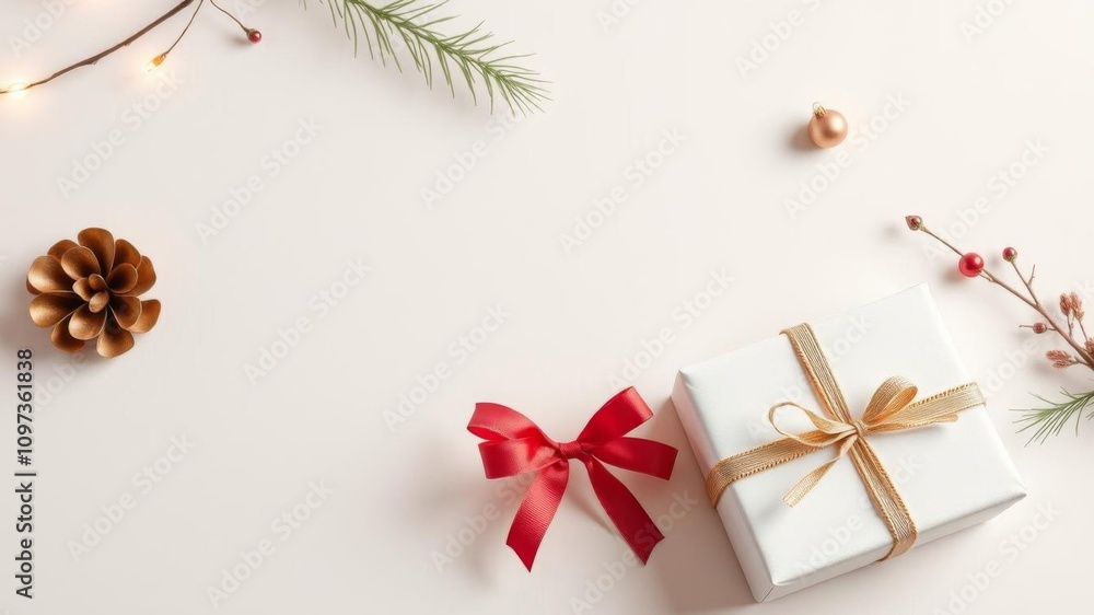 Elegant hand crafted card stock present box with matching card on white background, stylish, greeting card Elegant hand crafted card stock present box with matching card on white background, stylish, greeting card