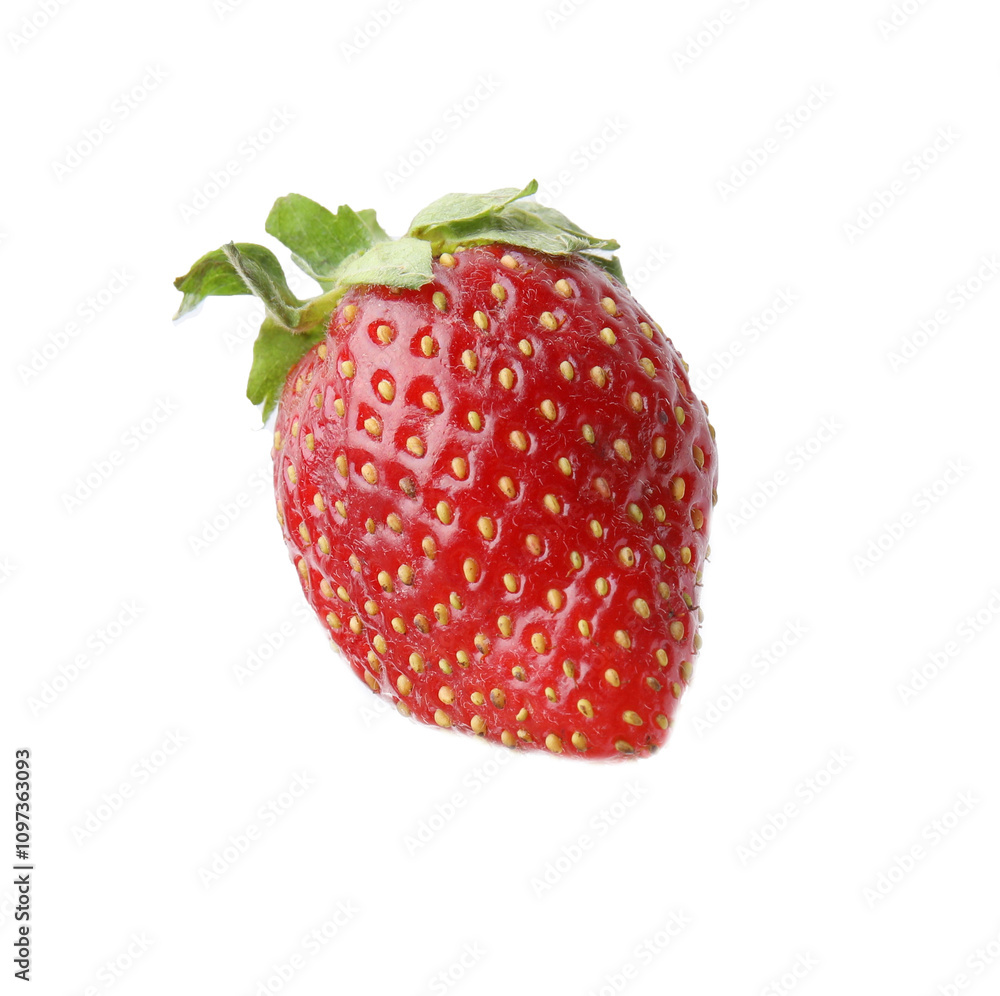 One whole ripe strawberry isolated on white One whole ripe strawberry isolated on white