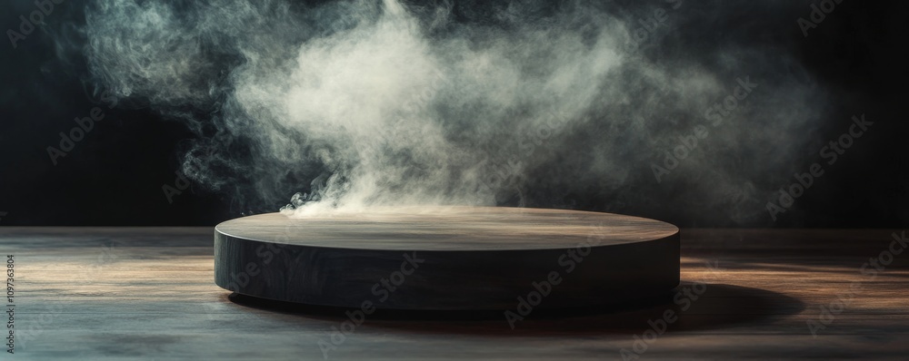Mysterious wooden platform emanating atmospheric Mysterious wooden platform emanating atmospheric