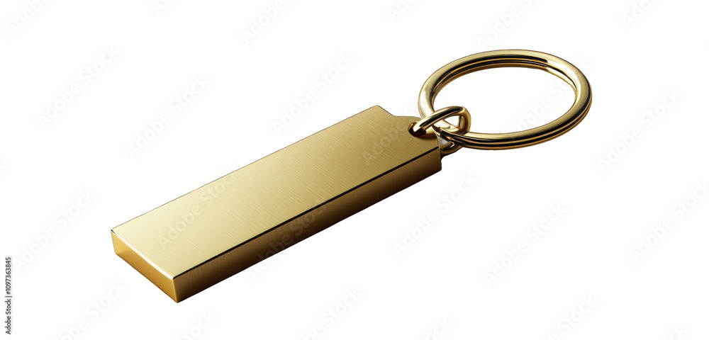 Stark contrast of a luxury key ring presented on a white background. Stark contrast of a luxury key ring presented on a white background.