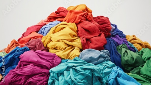 A colorful pile of fabric draped in various hues, showcasing texture and vibrancy. photo