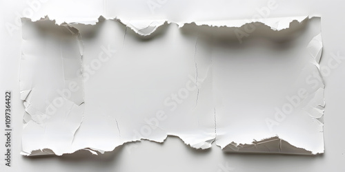 White Notebook Paper Tear with Rough Ripped Edges Isolated on a White Background for Design Projects, Branding, Social Media, Ads, Stationery, Digital Art, Presentations