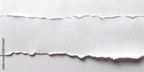 White Notebook Paper Tear with Rough Ripped Edges Isolated on a White Background for Design Projects, Branding, Social Media, Ads, Stationery, Digital Art, Presentations