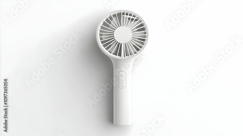 White handheld mini fan isolated on white background.