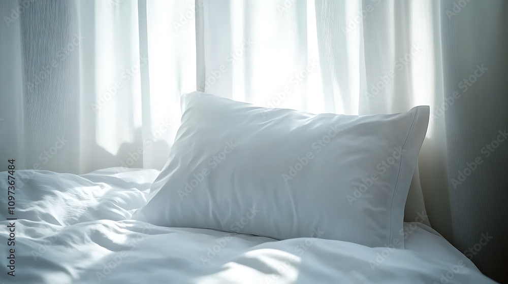 White Pillow and Sheets in Sunlit Room White Pillow and Sheets in Sunlit Room