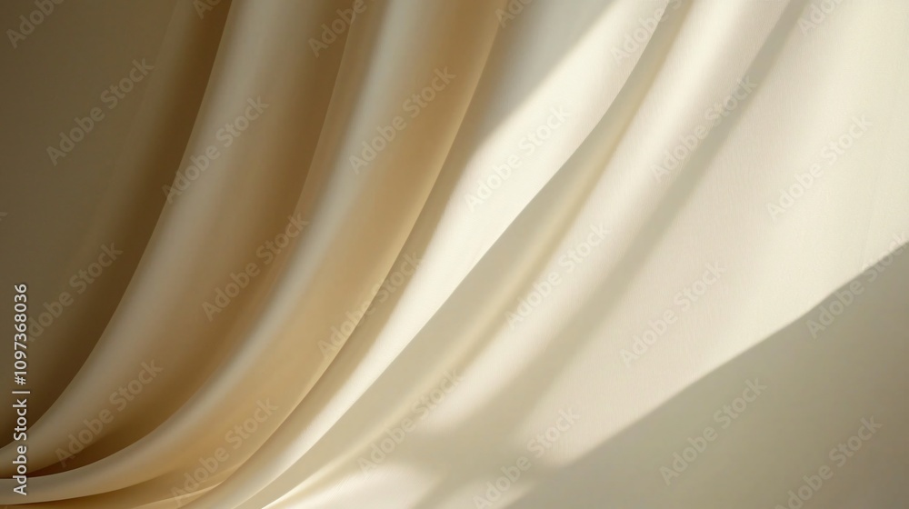 Obraz premium Captivating Silk Cascades Enhancing Elegant Interiors Soft Light Background Textile Art Serene Atmosphere Aesthetic View Silk Elegance for Home Decor