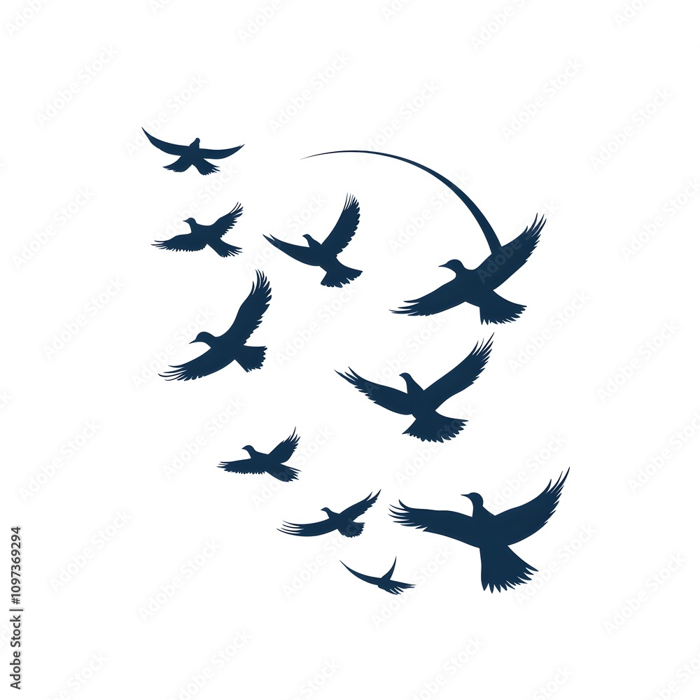 Fototapeta premium A Flock of Birds Flying in a Circular Formation