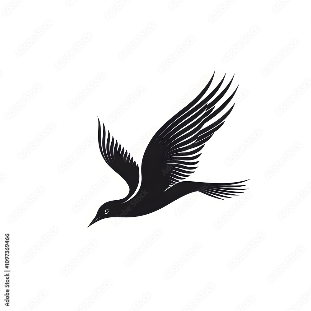Black and White Silhouette of a Bird in Flight Black and White Silhouette of a Bird in Flight