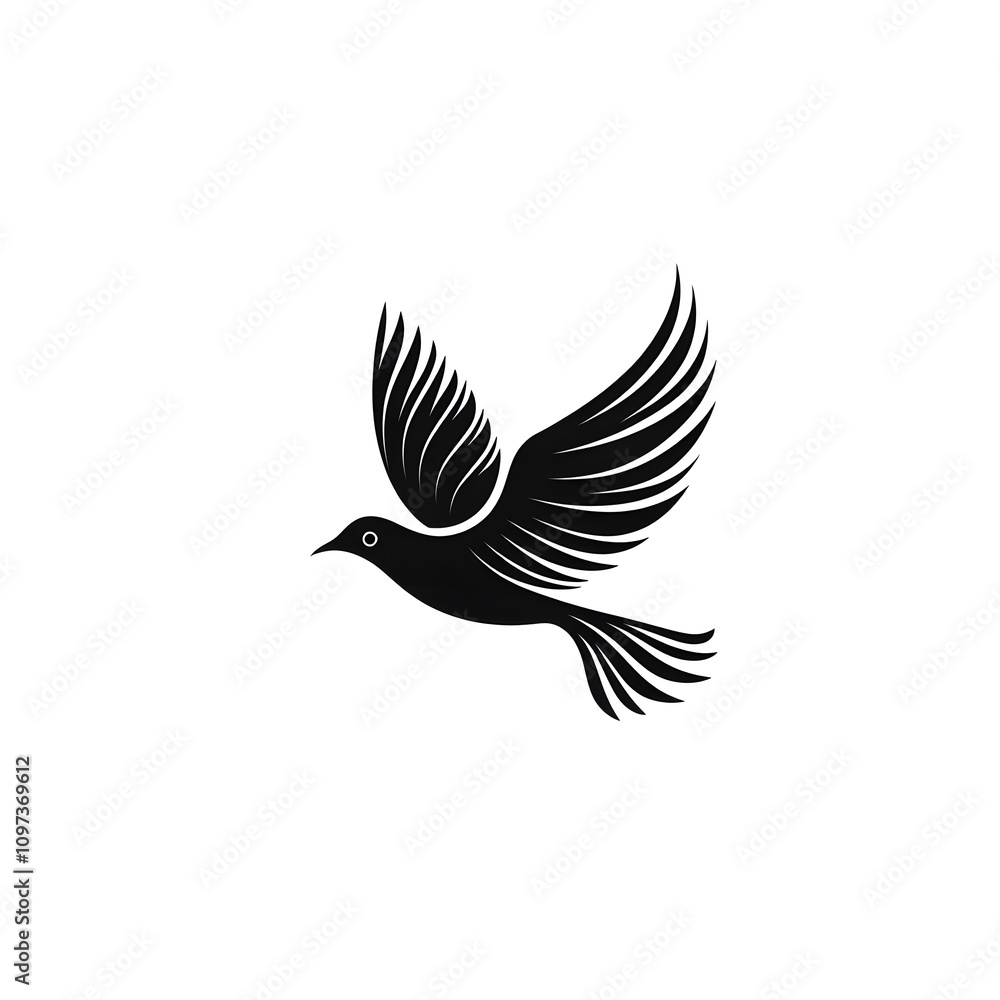 Silhouette of a Dove with Spread Wings in Flight Silhouette of a Dove with Spread Wings in Flight