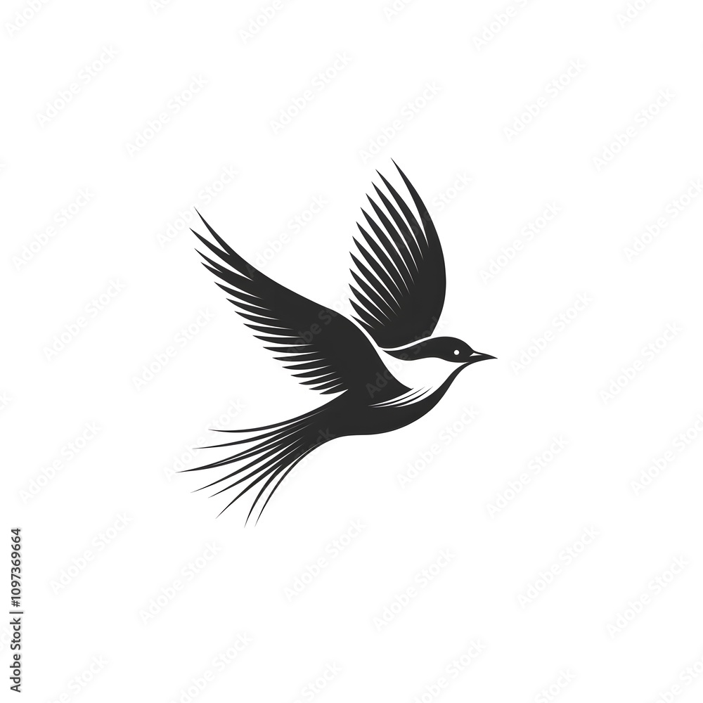 Black and White Silhouette of a Bird in Flight Black and White Silhouette of a Bird in Flight