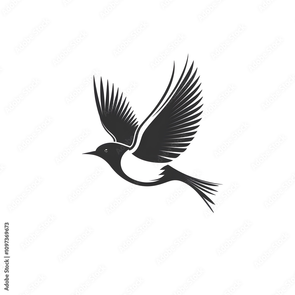 Obraz premium Silhouette of a Bird in Flight with Spread Wings