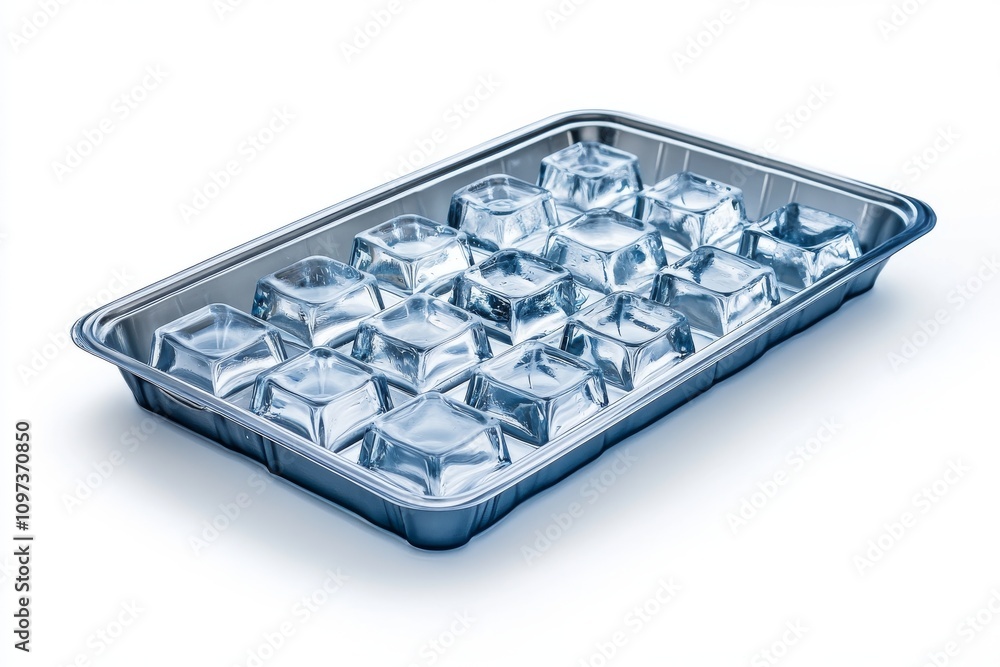Ice tray with ice cubes, perfect for cooling drinks and refreshing beverages Ice tray with ice cubes, perfect for cooling drinks and refreshing beverages