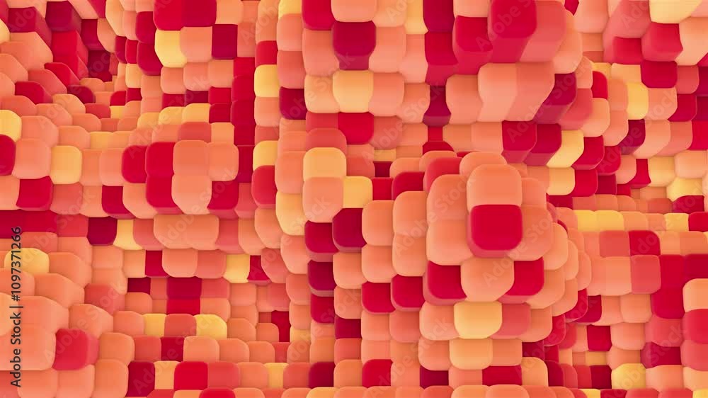 hexagon honeycomb shapes matte surface moving randomly. Bright 3D animation of a seamless loop of hexagon beehive. Template for documents, reports and presentations