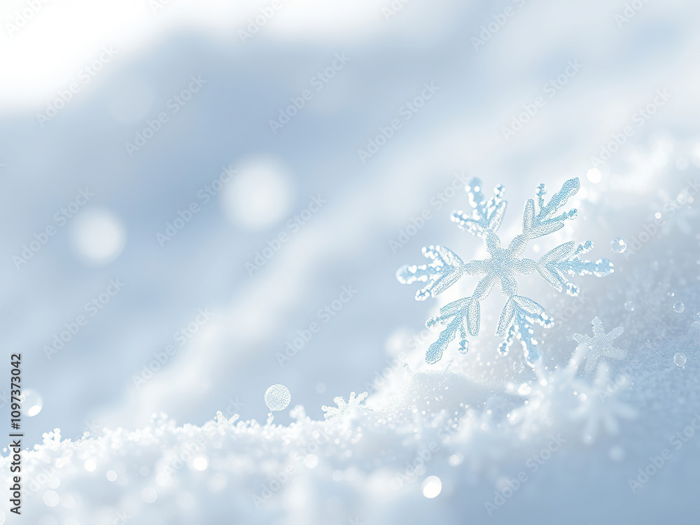 Close-up of sparkling snowflakes on a white surface, highlighting their delicate details, snowflake, close-up, sparkling, wintery scene Close-up of sparkling snowflakes on a white surface, highlighting their delicate details, snowflake, close-up, sparkling, wintery scene