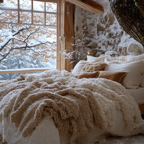 Cozy Winter Bedroom Scene W...