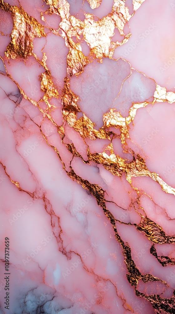 A textured backdrop featuring pink marble with golden veins, ideal for design or decoration. A textured backdrop featuring pink marble with golden veins, ideal for design or decoration.