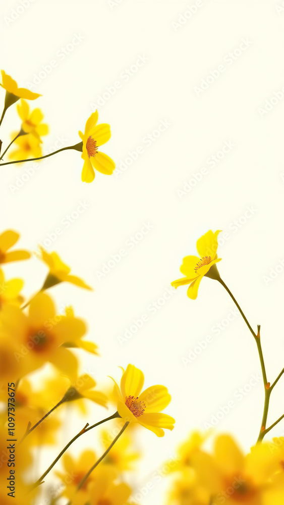 Close-up shot of isolated yellow flowers in a field, spring, petal, meadow, nature Close-up shot of isolated yellow flowers in a field, spring, petal, meadow, nature