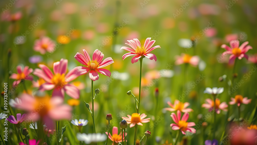 Colorful crepis biennis blossoms in a green meadow, golden yellow, fresh air, rural Colorful crepis biennis blossoms in a green meadow, golden yellow, fresh air, rural