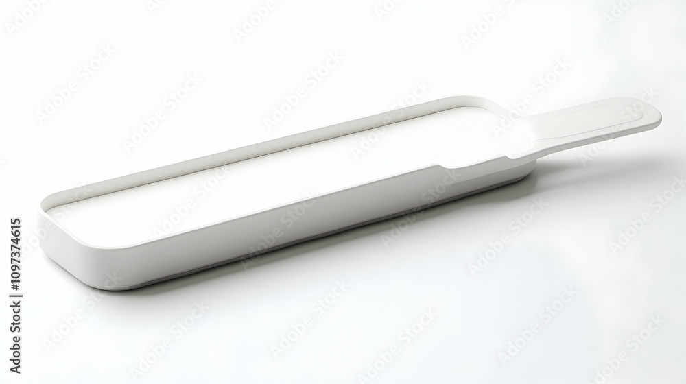 White rectangular tray with handle, isolated on white background. White rectangular tray with handle, isolated on white background.