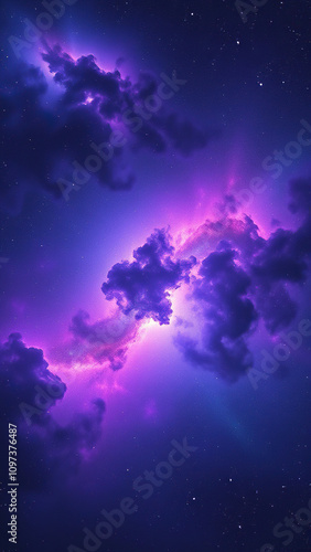 Galaxy background with swirling purple and blue gases, blue, space, purple