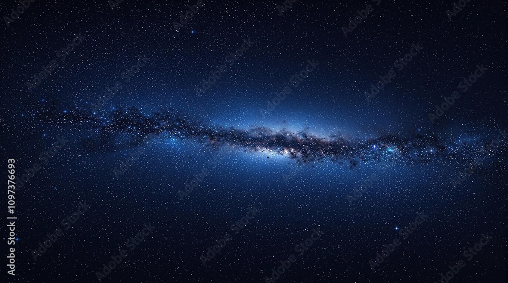Fototapeta premium Glittering stars in a dark blue sky with Andromeda Galaxy, galaxies, astronomy