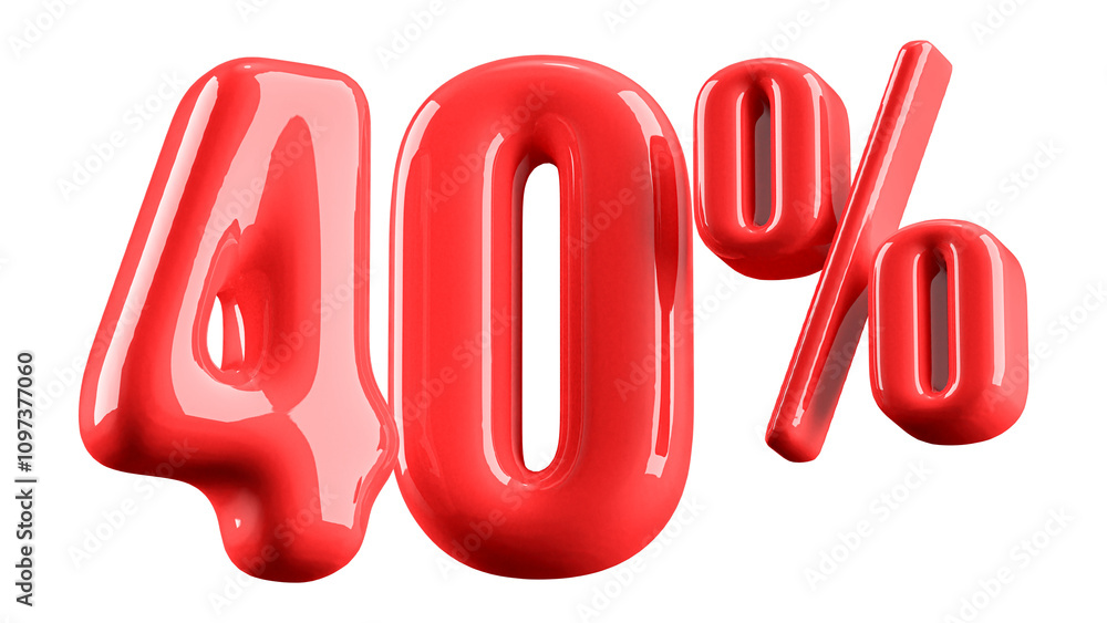 40 Percent Off Discount Red Number 3D Illustration 40 Percent Off Discount Red Number 3D Illustration