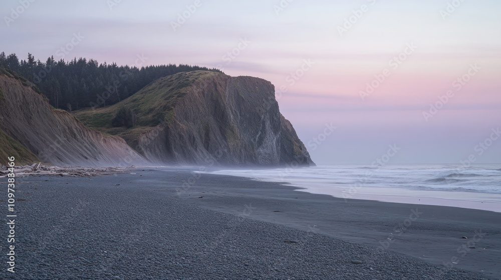 Coastal Cliffs and Beach at Peaceful Dawn Coastal Cliffs and Beach at Peaceful Dawn