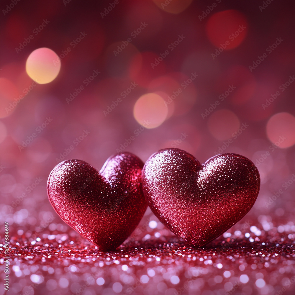 Elegant Valentine's Day Background with Heart Elements and Blank Copy Space Elegant Valentine's Day Background with Heart Elements and Blank Copy Space