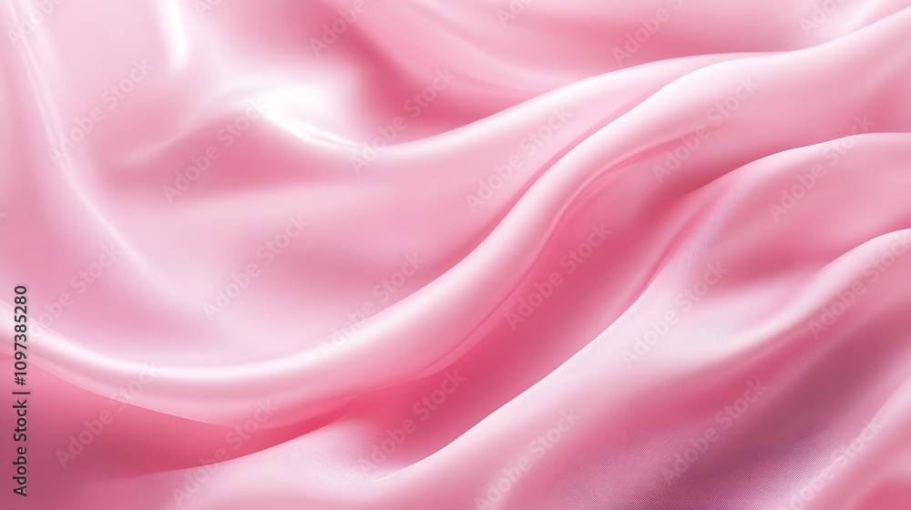 Obraz premium Smooth, flowing pink satin fabric with soft folds and a glossy sheen.