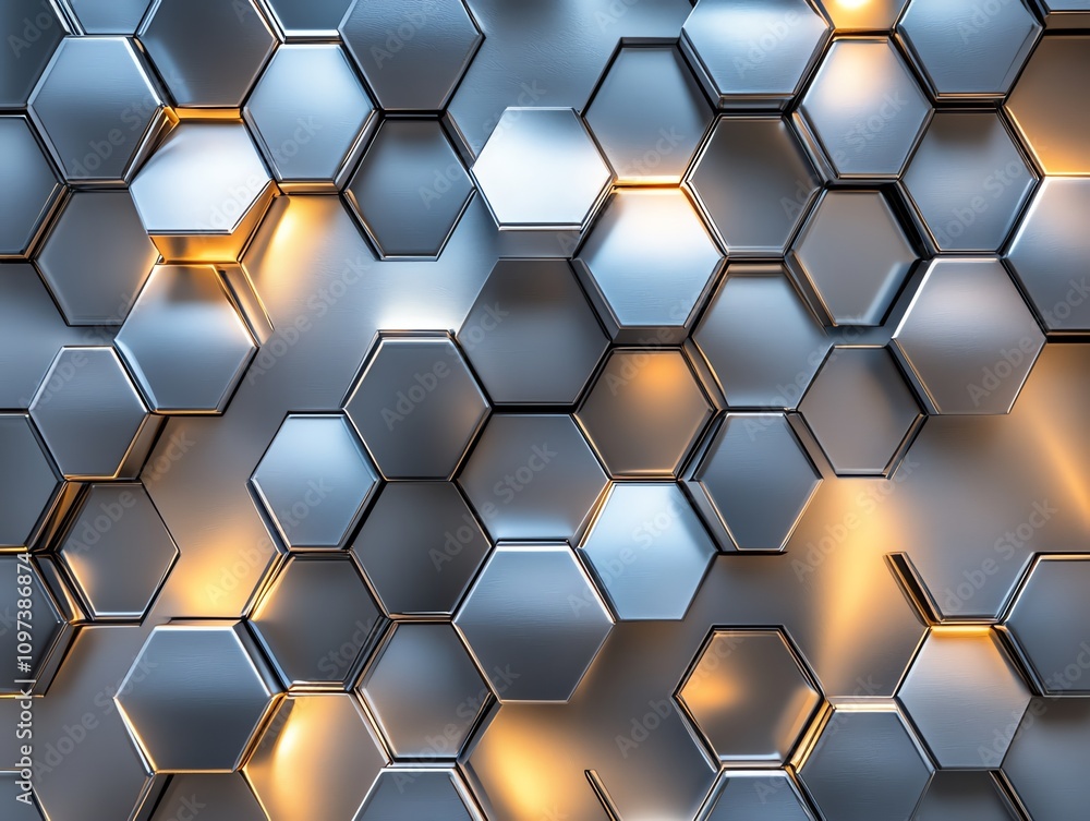 A textured pattern of hexagonal shapes with metallic hues and soft lighting effects. A textured pattern of hexagonal shapes with metallic hues and soft lighting effects.