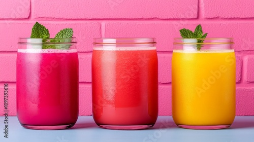 Wallpaper Mural Vibrant Trio of Refreshing Smoothies  Torontodigital.ca