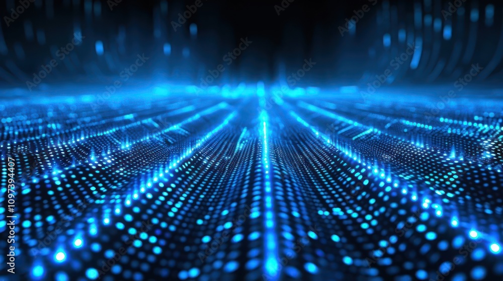 Abstract digital landscape with glowing blue dots, conveying a futuristic technology theme. Abstract digital landscape with glowing blue dots, conveying a futuristic technology theme.