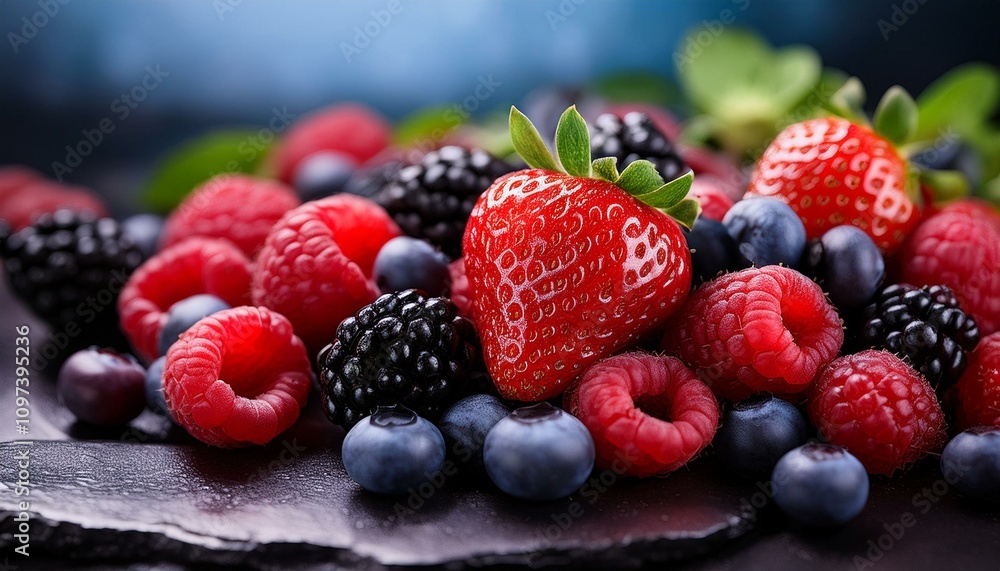 Strawberries and berries on a plate Strawberries and berries on a plate