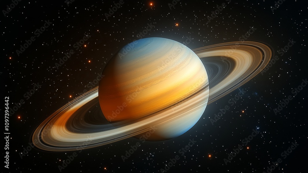 Fototapeta premium Breathtaking view of saturn with rings in