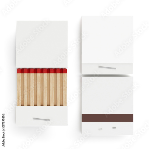 White Book Matchbox Mockup Front and Back Side. 3d Rendering