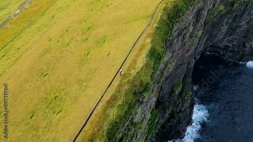 Aerial View of Gjogv Loop Trailhead, Gjogv, Faroe islands photo