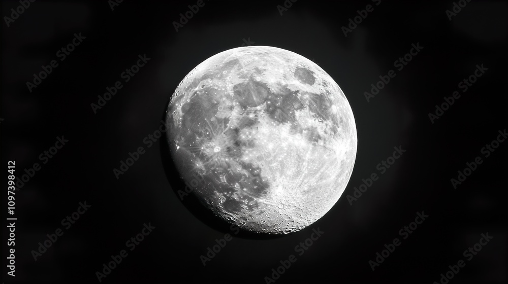 Obraz premium Close-up view of the moon's surface, showcasing its craters and texture against the dark night sky. A celestial masterpiece.