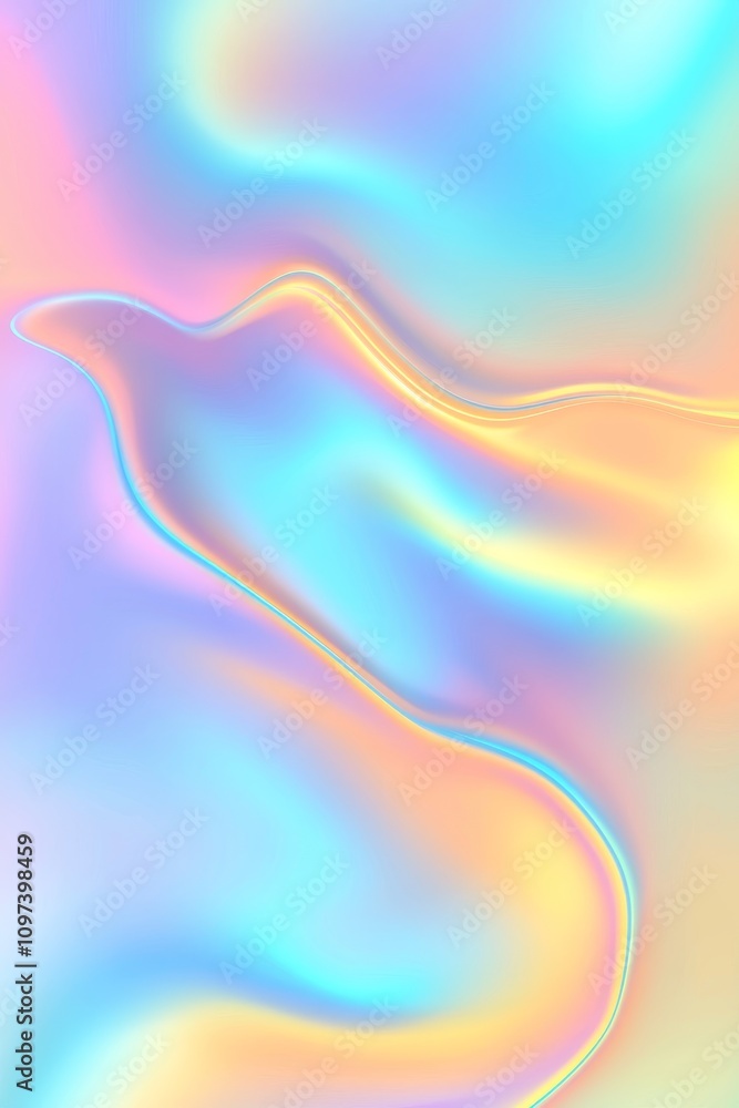 Obraz premium Surreal Digital Abstract Background with Flowing Colors and Light Waves in Soft Pastel Shades