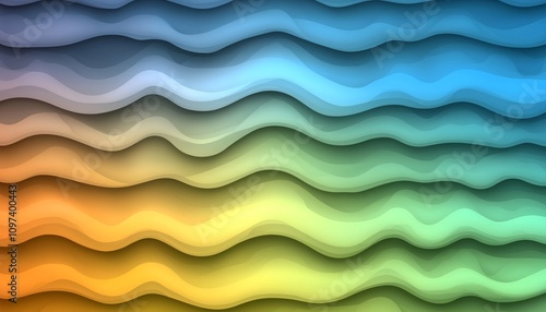 Luminous Abstract Gradient Background with Dynamic Waves in Blue, Green, Yellow, and Orange Tones for Creative Use photo