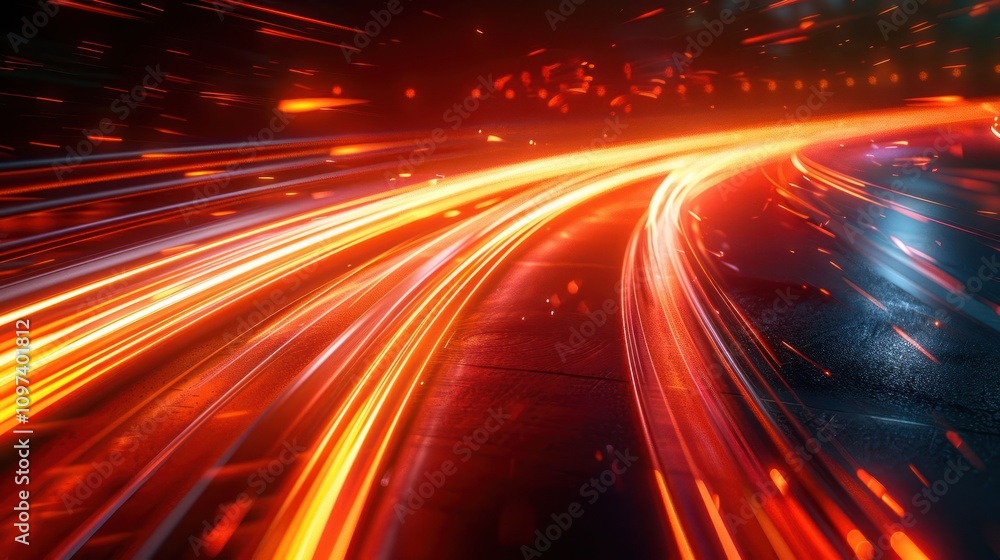 Obraz premium Abstract image of light trails, suggesting speed and movement in a dynamic environment.