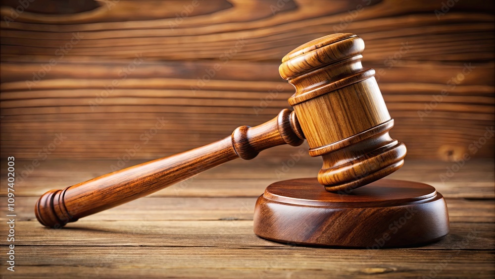 Close up of a wooden gavel used in legal proceedings, judicial, law, court, decision, hammer, judge, attorney Close up of a wooden gavel used in legal proceedings, judicial, law, court, decision, hammer, judge, attorney